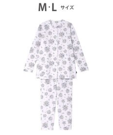 WACOAL ワコール_リラックス＆スリープ パジャマ 長袖 長ズボン 綿100％(表側・肌側) キルトニット素材 ハドンホール 上下セット 前開き ミントン NDW416 /ワコール