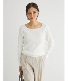 Green Parks 洗える　スクエアネックリブニットプルオーバー