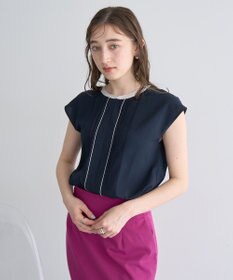 YECCA VECCA 配色タックデザインブラウス