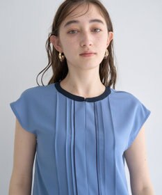 YECCA VECCA 配色タックデザインブラウス