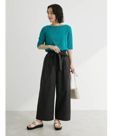 Green Parks 綿麻混リボン付ワイドパンツ