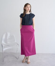 YECCA VECCA 配色タックデザインブラウス