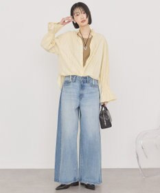 AMERICAN HOLIC スタンドフリルストライプスキッパーブラウス