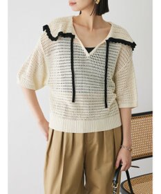 Green Parks クロシェ風セーラーカラーニット