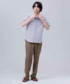 J.PRESS MEN 【J.PRESS ORIGINALS】Cotton Silk Seersucker Regular Half Sleeve Shirt / Baggy-Fit