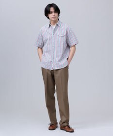 J.PRESS MEN 【J.PRESS ORIGINALS】Cotton Silk Seersucker Regular Half Sleeve Shirt / Baggy-Fit