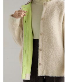 Te chichi ダブルフェイスフェザーカーディガン