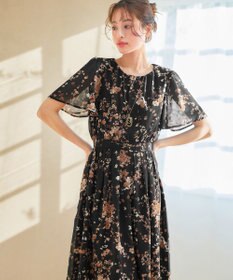 Tiaclasse 【小倉優子さん着用・洗える】大花柄シフォンワンピース