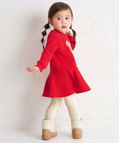 MIKI HOUSE HOT BISCUITS 【80-120cm】ビッグフェイスプリント 裏毛パイル素材 フレアワンピース