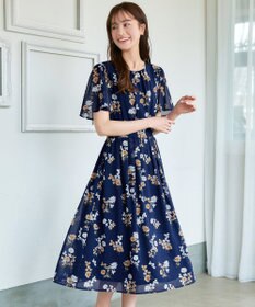 Tiaclasse 【小倉優子さん着用・洗える】大花柄シフォンワンピース