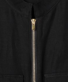 BEIGE， BERNARD / リネン混 フロントジップ スタンドカラードレス