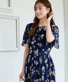 Tiaclasse 【小倉優子さん着用・洗える】大花柄シフォンワンピース