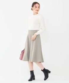 ANY SIS 【2WAY】リボン付き パフスリーブリブ ニット