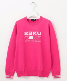 23区GOLF 【WOMEN】【ウォッシャブル】ロゴインターシャ ポリエステルニット