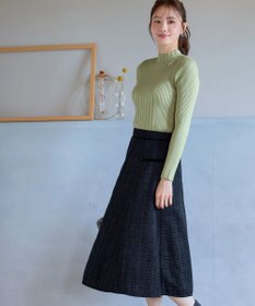 Tiaclasse L ベロアラインツイードスカート