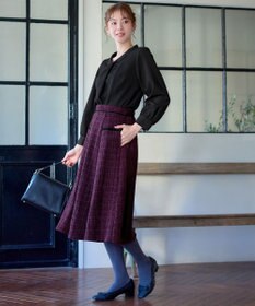 Tiaclasse L ベロアラインツイードスカート