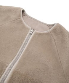 earth music&ecology 【リバーシブル】ノーカラーフェイクムートンコート