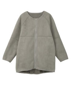 earth music&ecology 【リバーシブル】ノーカラーフェイクムートンコート