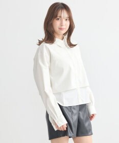 earth music&ecology ロールアップスリーブボクシーシャツ