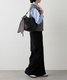 russet ツイードスカーフ付きレザー2WAYショルダーバッグ(CE-1632)