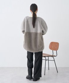 earth music&ecology 【リバーシブル】ノーカラーフェイクムートンコート