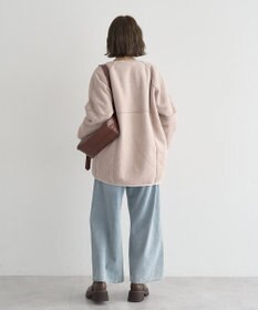 earth music&ecology 【リバーシブル】ノーカラーフェイクムートンコート