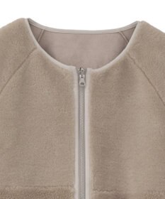 earth music&ecology 【リバーシブル】ノーカラーフェイクムートンコート