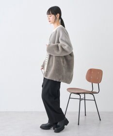 earth music&ecology 【リバーシブル】ノーカラーフェイクムートンコート