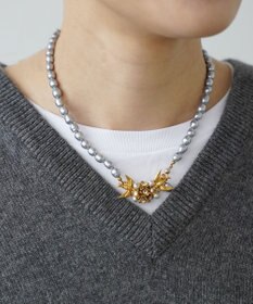 monshiro 【ガラスパール/スワロフスキー】ハナビワトトリショート ネックレス