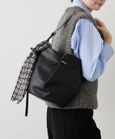 russet ツイードスカーフ付きレザー2WAYショルダーバッグ(CE-1632)