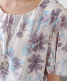 Tiaclasse 【小倉優子さん着用・洗える】大花柄シフォンワンピース