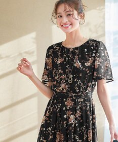 Tiaclasse 【小倉優子さん着用・洗える】大花柄シフォンワンピース