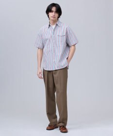 J.PRESS MEN 【J.PRESS ORIGINALS】Cotton Silk Seersucker Regular Half Sleeve Shirt / Baggy-Fit