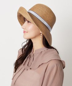 MOONBAT 【洗える】FURLA(フルラ)  ロゴ刺繍リボン 天然ハット