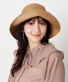 MOONBAT 【洗える】FURLA(フルラ)  ロゴ刺繍リボン 天然ハット