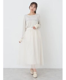 earth music&ecology レースボーダーニットプルオーバー