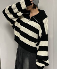 WEGO ハーフジップニットプルオーバー