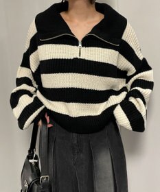 WEGO ハーフジップニットプルオーバー