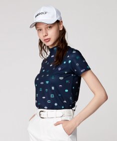 23区GOLF 【WOMEN】【吸水速乾・UVケア】ステッカープリント モックネックシャツ