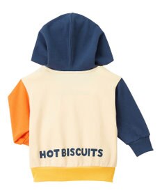 MIKI HOUSE HOT BISCUITS 【80-120cm】 マルチカラー配色切り替え ロゴパーカー