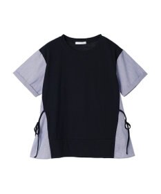 Green Parks 脇リボン５分袖布帛ドッキングプルオーバー