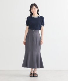 earth music&ecology バイカラーフラワージャガードニットプルオーバー