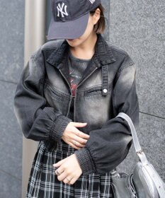 WEGO ヴィンテージウォッシュバイカージャケット