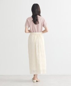 earth music&ecology バイカラーフラワージャガードニットプルオーバー