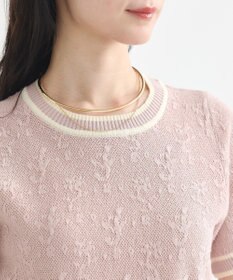 earth music&ecology バイカラーフラワージャガードニットプルオーバー