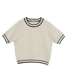 earth music&ecology バイカラーフラワージャガードニットプルオーバー