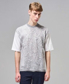 JOSEPH HOMME オリエンタルジャガードニットブロック　クルーネック半袖カットソー