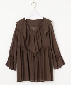 ANY SIS 【洗える】シアーヴィンテージライクラッフル ブラウス