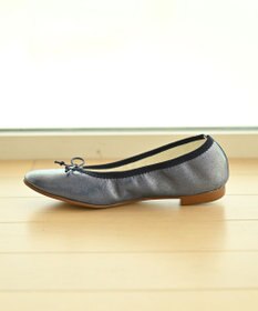 nouvelleRobe Oū 【本革・高反発】Roundラウンドトゥ ネイビーメタリックバレエシューズ