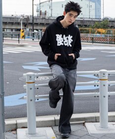 WEGO 【ユニセックス着用ITEM/裏起毛/SMLサイズ展開】リラックスフィットスプレーグラフィックパーカー